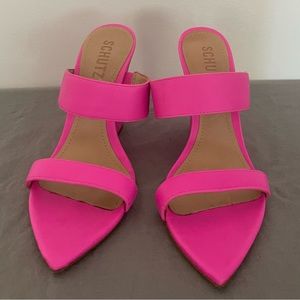 Schultz hot pink wedge sandals